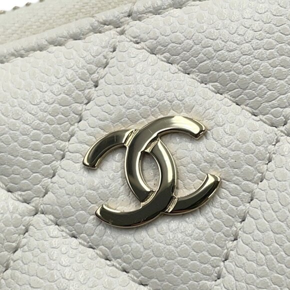 CHANEL Authentic White Caviar Leather Logo Wallet - Picture 7 of 9